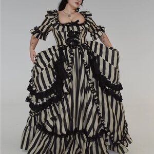 Selkie Black and Cream Striped Maxi Dress